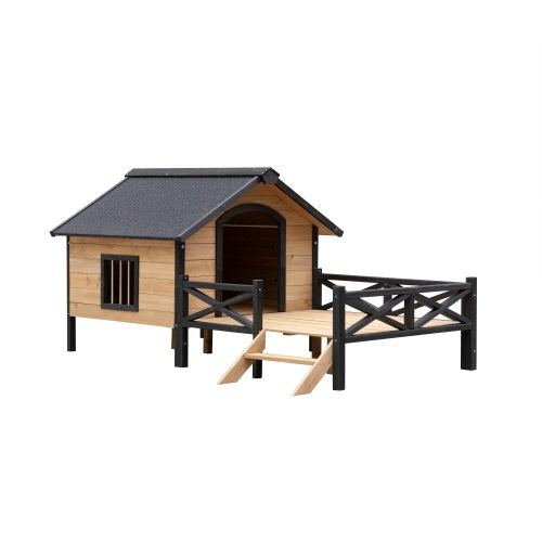 BNM  Cabin Wooden Kennel With Porch