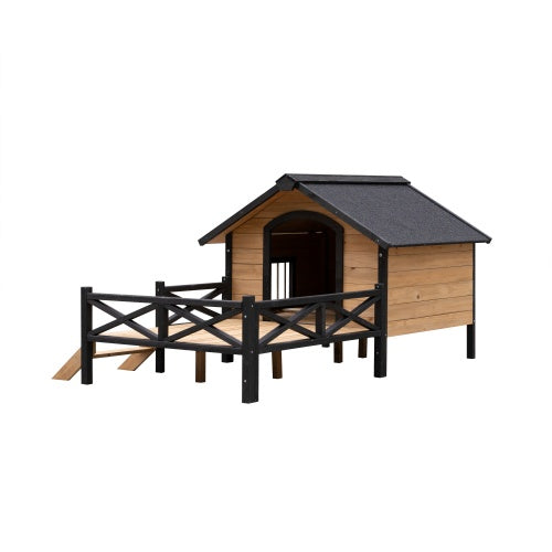 BNM  Cabin Wooden Kennel With Porch