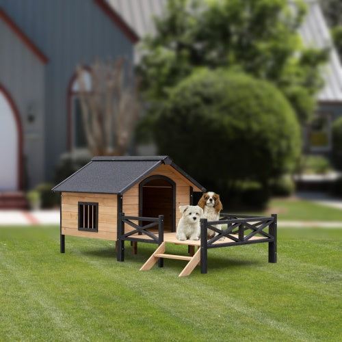 BNM  Cabin Wooden Kennel With Porch