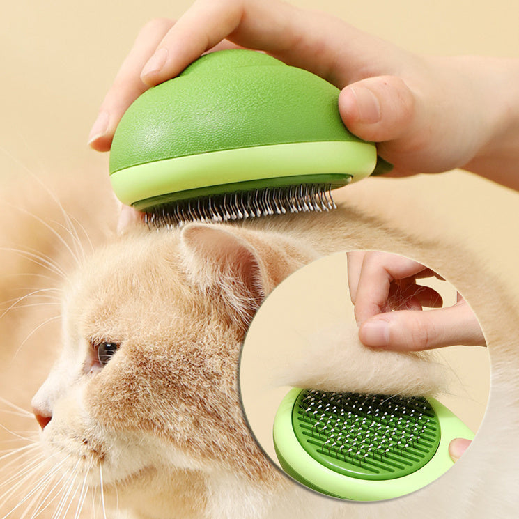 Pet Grooming Brush, Avocado-Shaped Hair Remover, Stainless Steel Comb for Cats and Dogs, Green