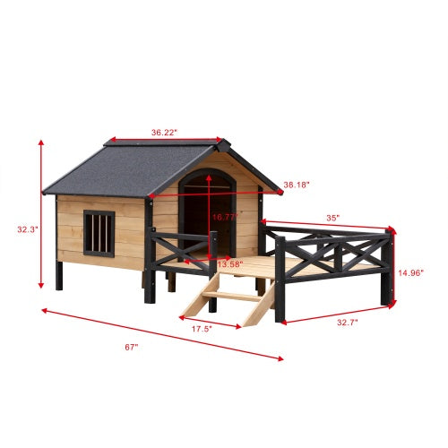 BNM  Cabin Wooden Kennel With Porch
