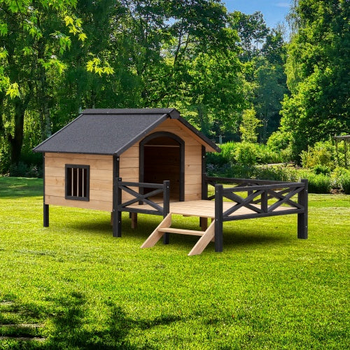 BNM  Cabin Wooden Kennel With Porch