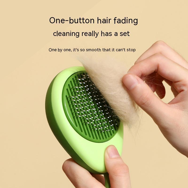 Pet Grooming Brush, Avocado-Shaped Hair Remover, Stainless Steel Comb for Cats and Dogs, Green
