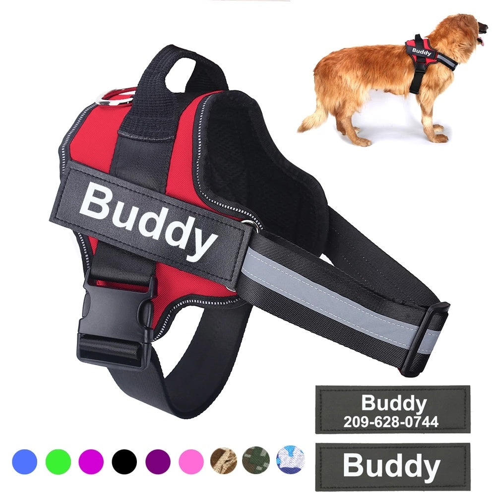Dog Harness Personalized Dog Harness No Pull Reflective Breathable Pet Harness for Small Large Dog Harness Vest with Name Custom Patch