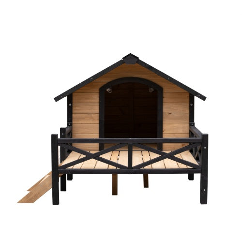BNM  Cabin Wooden Kennel With Porch